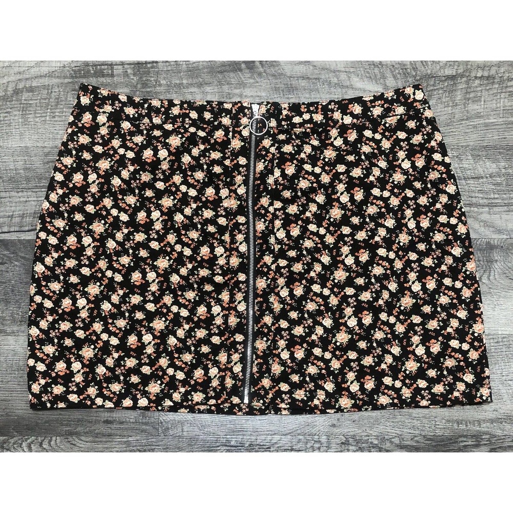 Forever 21 Black & Pink Rose Sz 3X Skirt Denim Mini Cover Up Plus Size Vacay E2 - Picture 2 of 10